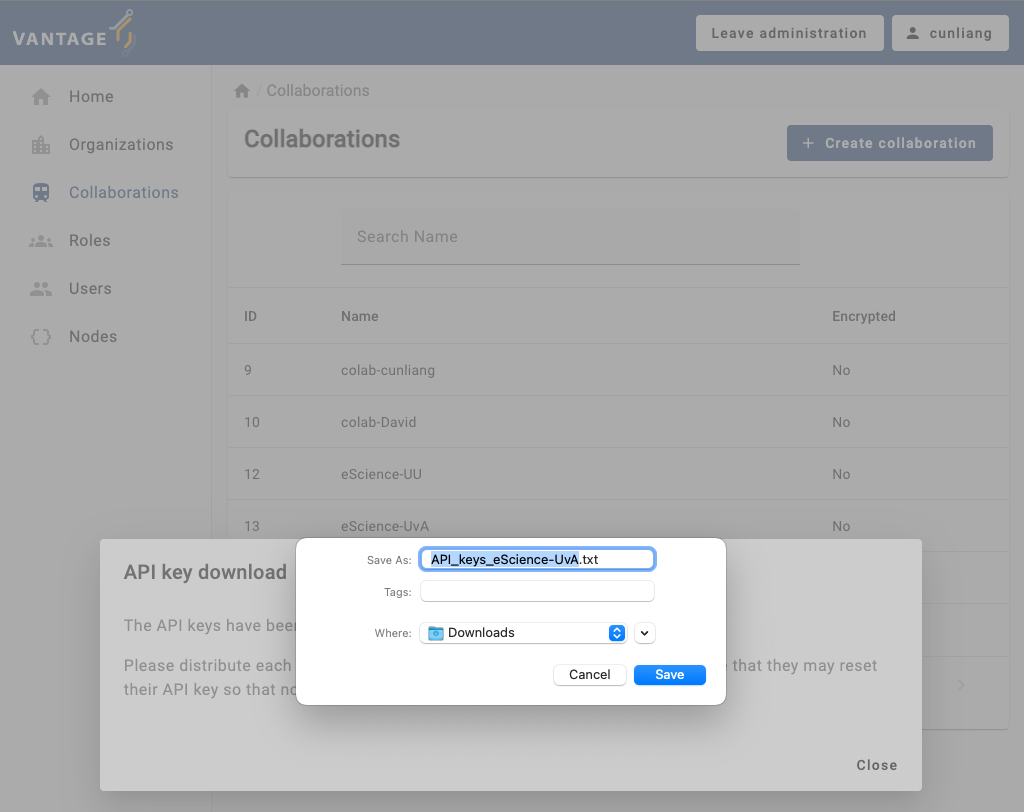 Download API keys